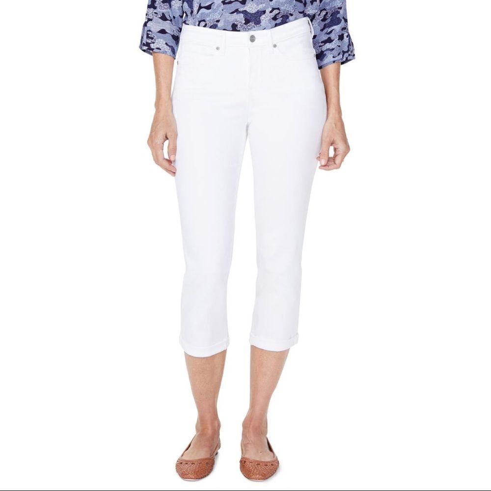 Nydj White Chloe Cuffed Capri - Women’s 10